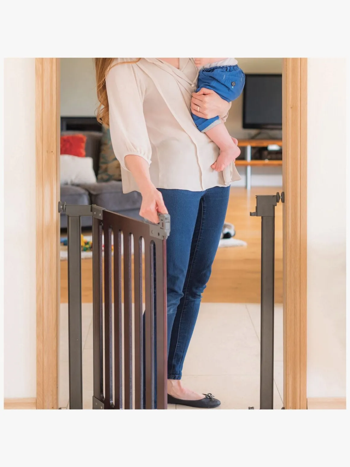 Safe & Care SafeGate Wood Pressure Fit Sikkerhedsgitter, Brun