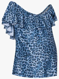 Saltabad Carmen Tankini Top, Blå/Hvid Leo