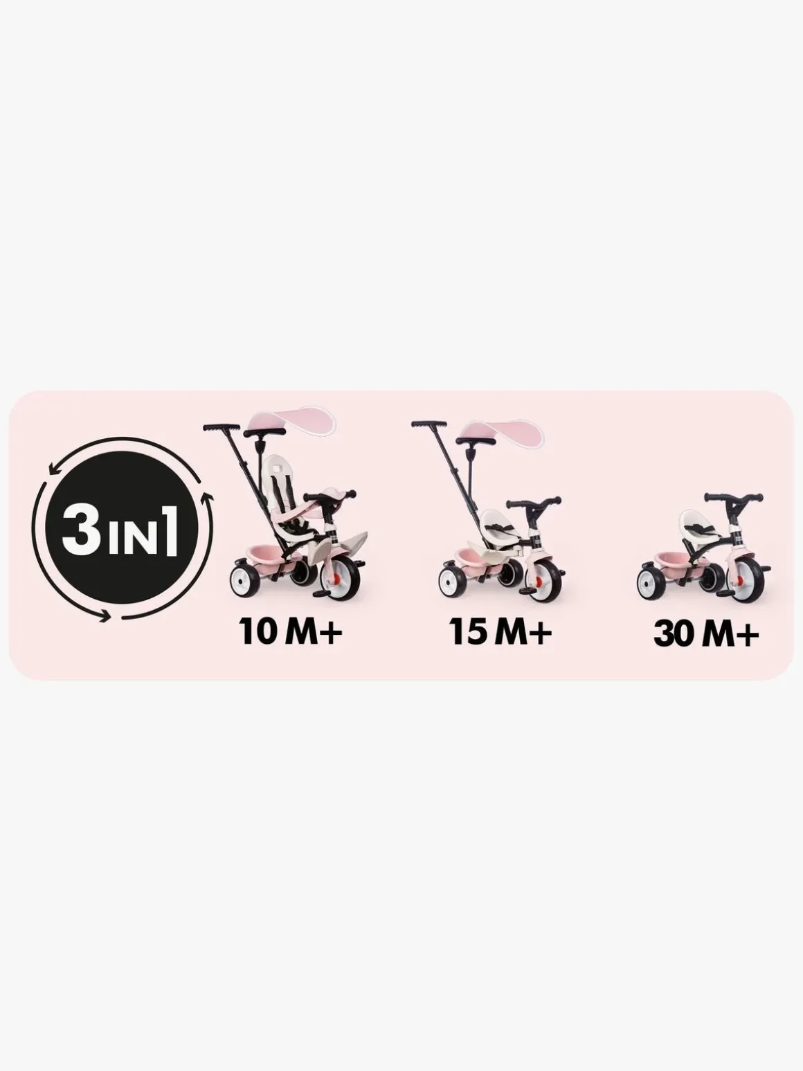 Smoby Baby Balade Trehjulet Cykel Plus, Pink