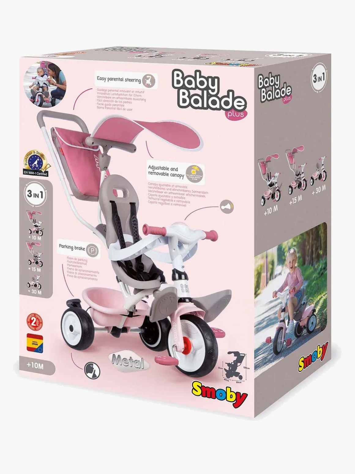 Smoby Trehjulet Cykel Baby Balade Plus, Lyserød
