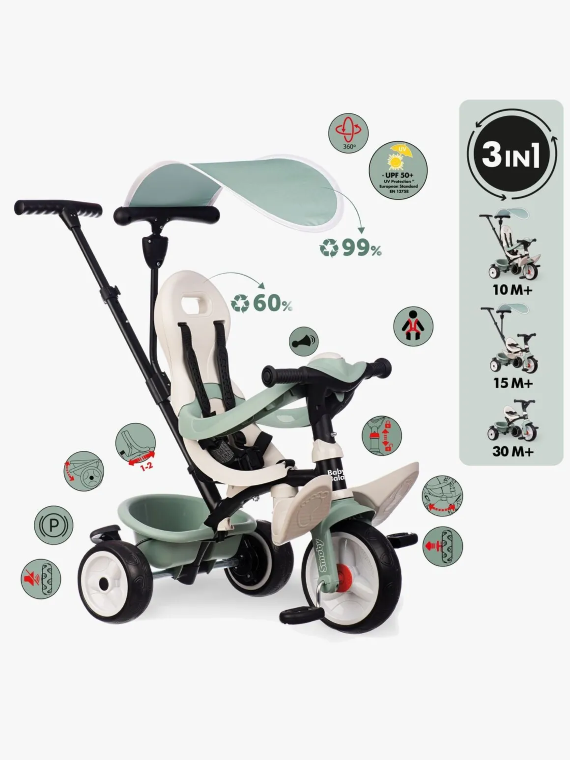 Smoby Trehjulet Cykel S.Life Baby Blade, Grøn