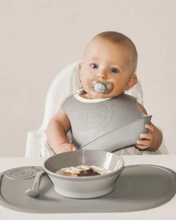 Twistshake Dyb Tallerken m. Låg, Grå