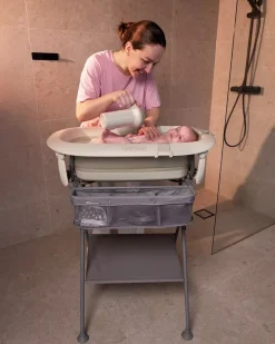 Twistshake Limited Edition Badekar inkl. Badestøtte & Skyllekande, Faded Beige