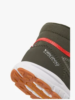 Viking Hovet Mid 1V WP Sneakers, Olive/Red