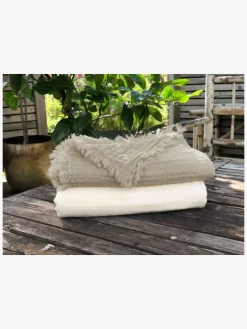 Vinter & Bloom Feather Tæppe/ Stofble i Musselin EKO, Pebble Greige