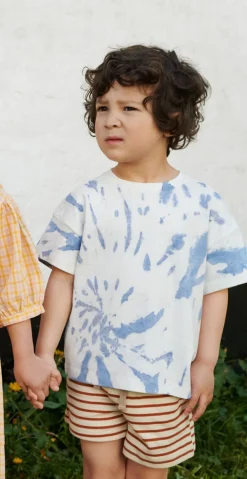 Wheat Tommy T-shirt, Blue Tie Dye