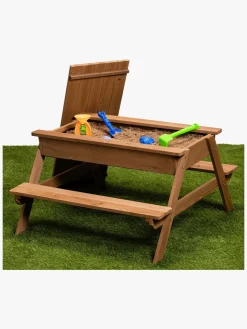Woodlii Picnicbord med Sandkasse + Låg, Brun